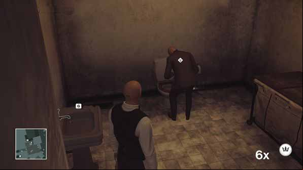 Follow him to the toilet and knock him out when he will be vomiting (M4,30) - Murdering Silvio Caruso | Sapienza - Sapienza: World of Tomorrow - Hitman Game Guide