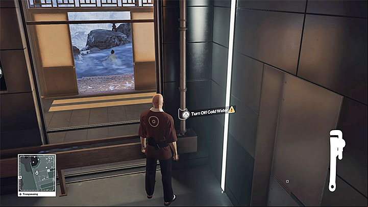 Turning off cold water will chase away patients enjoying the hot springs - Murdering Yuki Yamazaki | Hokkaido - Hokkaido: Situs Inversus - Hitman Game Guide