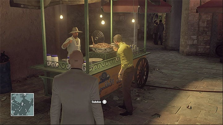 Mendola starts tasting snails on the second time by the stand - Murdering Matthieu Mendola | Marrakesh: A House Built on Sand - Summer Episode - Marrakesh: A House Built on Sand - Hitman Game Guide