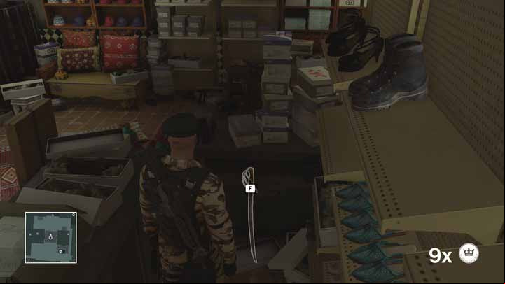 Sabre in the storage room of the shoe store - the second one you will find in Zaydans office. - Important items | Marrakesh - Marrakesh: A Gilded Cage - Hitman Game Guide