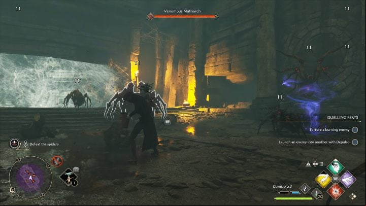In the last chamber, you will fight a large group of spiders - Hogwarts Legacy: In the Shadow of Time - Relationship quests - Sebastian - Hogwarts Legacy Guide