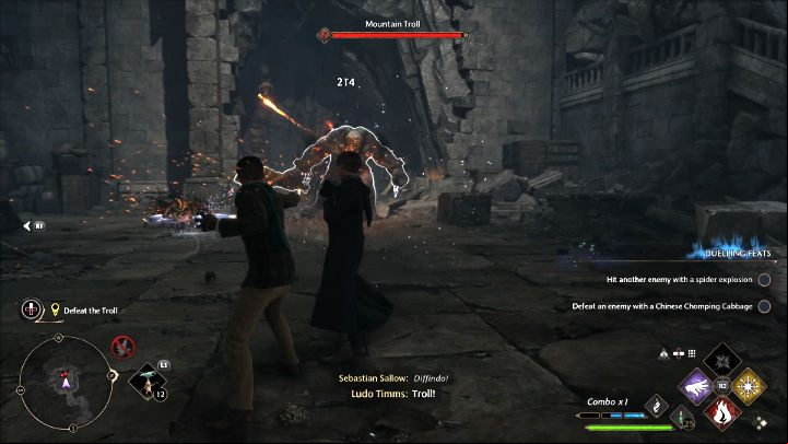 In the new large hall, you'll be attacked by a troll accompanied by some spiders - Hogwarts Legacy: In the Shadow of the Mountain - Main quests - Hogwarts Legacy Guide