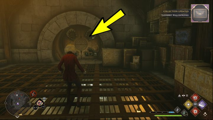 Open the round door, turn left, and jump down - Hogwarts Legacy: Marunweem Lake - Collection Chests - Collection Chests - Hogwarts Legacy Guide
