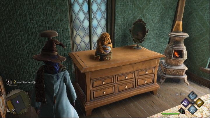 The first Demiguise Statue #1 (Hogsmeade) in Hogsmeade is in the Tomes and Scrolls shop - Hogwarts Legacy: Demiguise Statues - Hogsmeade - Hogsmeade - Hogwarts Legacy Guide