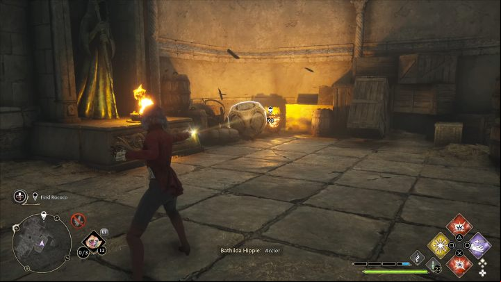 Pick up the cube from the other side of the room, put it on the platform and set it on fire - Hogwarts Legacy: Manor Cape - Collection Chests - Collection Chests - Hogwarts Legacy Guide