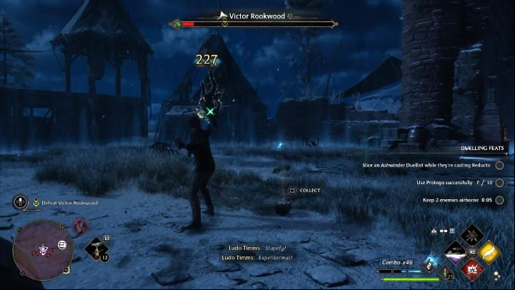 After breaking Victor's shield start attacking him with more Ancient Magic or other offensive spells - Hogwarts Legacy: Wand Mastery - Main quests - Hogwarts Legacy Guide