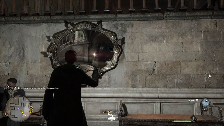 Reach the marked empty painting and use Lumos on it (R2 + Triangle/Y) - Hogwarts Legacy: Like a Moth to a Frame - Hogwarts - Hogwarts Legacy Guide