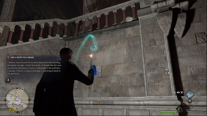Proceed right from the painting and go down the stairs - Hogwarts Legacy: Like a Moth to a Frame - Hogwarts - Hogwarts Legacy Guide