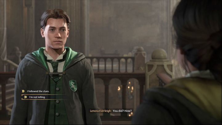 During the concluding conversation with Lenora, a small choice appears - you can share your findings regarding the empty painting or keep the knowledge to yourself (this will make her angry) - Hogwarts Legacy: Like a Moth to a Frame - Hogwarts - Hogwarts Legacy Guide
