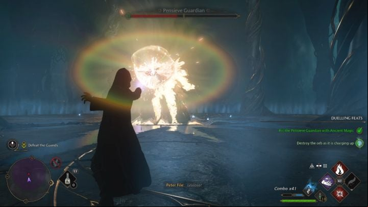 From time to time, the boss will use a powerful orb attack - try to stop it before it is used, because then you won't be able to avoid it and the orb will deal you a lot of damage - Hogwarts Legacy: How to defeat Pensieve Guardian boss? - Bosses - Hogwarts Legacy Guide