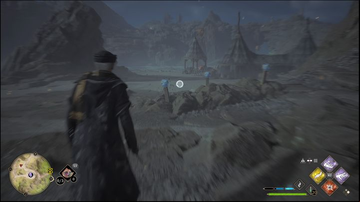 To solve the puzzle, you need to destroy all nine orbs located on the hills - Hogwarts Legacy: Cragcroftshire - all Merlin Trials - Merlins Trials - Hogwarts Legacy Guide