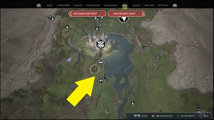 Interactive Map: Merlin Trial - South Hogwarts Region #10 - Hogwarts Legacy: South Hogwarts Region - all Merlin Trials - Merlins Trials - Hogwarts Legacy Guide