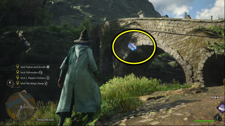 One of the Flying Guide Pages #5 (Hogsmeade) can be found near the bridge and potion shop in the western part of the village - Hogwarts Legacy: Field Guide Pages - Hogsmeade - Hogsmeade - Hogwarts Legacy Guide