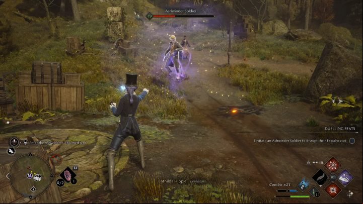 Before reaching the encampment, use a camouflage spell - Hogwarts Legacy: The Lost Child - Relationship quests - Natty - Hogwarts Legacy Guide