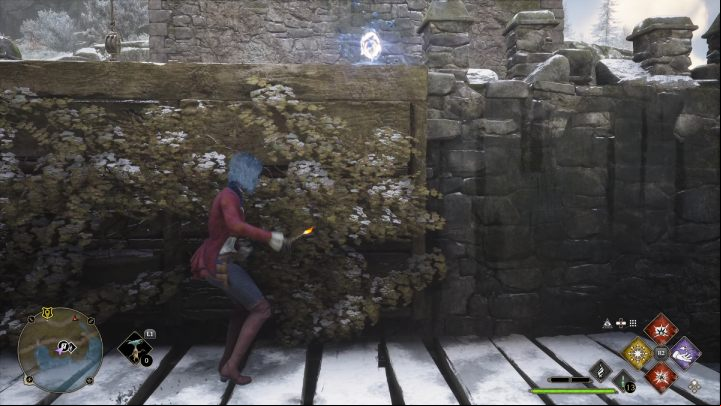 Climb the ladder and pick up the first object - Hogwarts Legacy: Ancient Magic Hotspots Part 2 - Highlands - Hogwarts Legacy Guide
