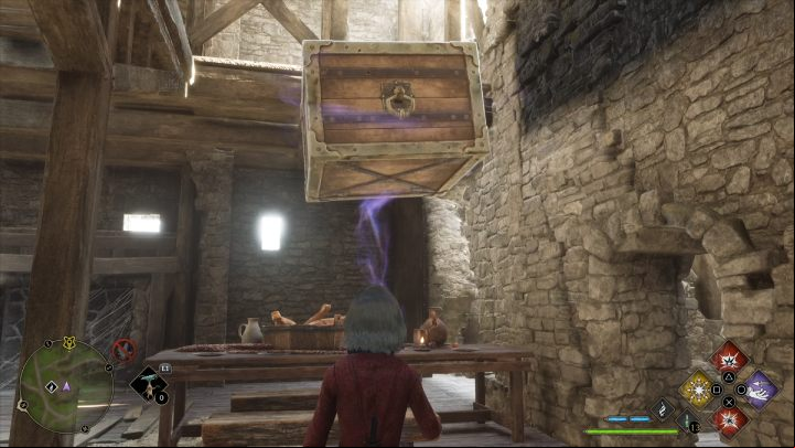 Now move the crate to the vicinity of the table and lift it using Levioso - Hogwarts Legacy: Ancient Magic Hotspots Part 2 - Highlands - Hogwarts Legacy Guide