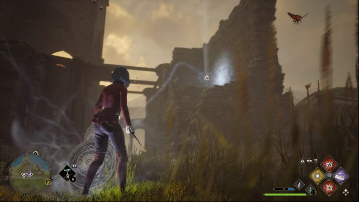 Jump on the broom and fly to the first object - Hogwarts Legacy: Ancient Magic Hotspots Part 2 - Highlands - Hogwarts Legacy Guide