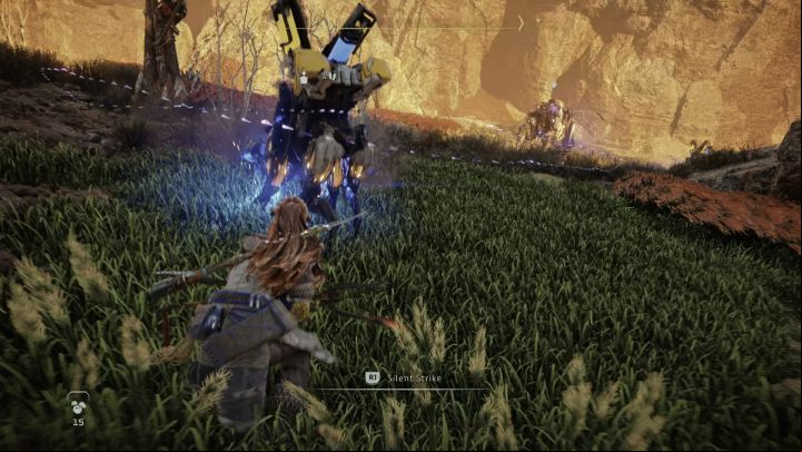 There will be 4 machines in the combat zone, 2 Ravagers and 2 Fanghorns - Horizon Forbidden West: Thirst for the Hunt - walkthrough - Side quests - Horizon Forbidden West Guide