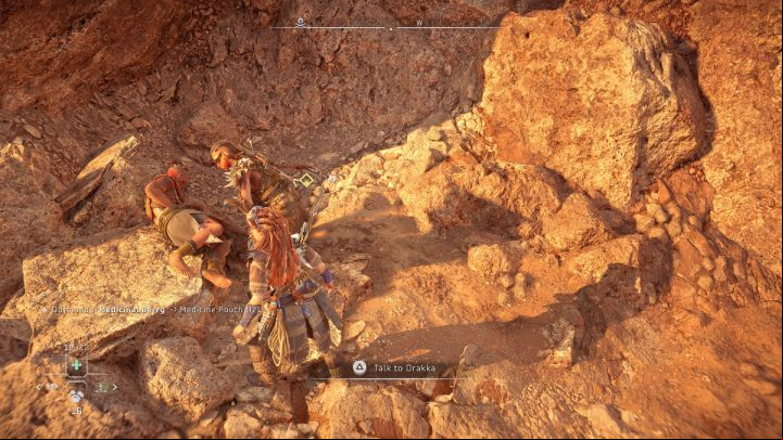 After eliminating the Thunderjaw, approach the survivor and talk to Drakka - Horizon Forbidden West: Thirst for the Hunt - walkthrough - Side quests - Horizon Forbidden West Guide