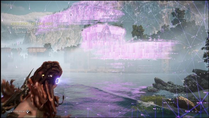 Match the hologram on the small island pictured above - Horizon Forbidden West: Vista Point - list of all - Secrets & Collectibles - Horizon Forbidden West Guide