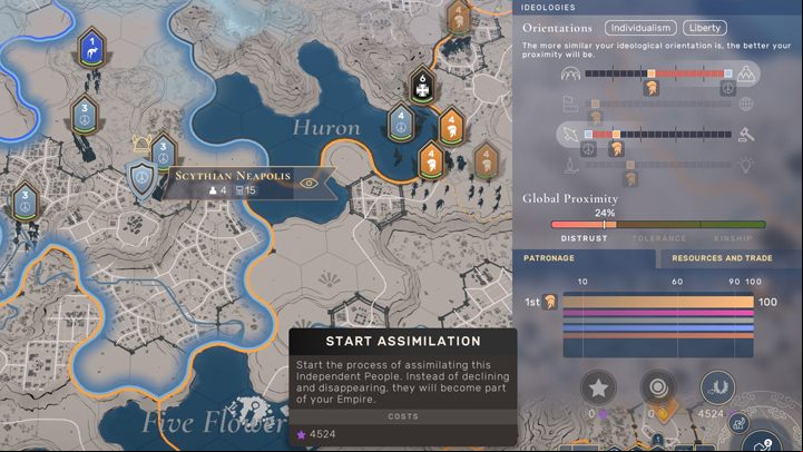 The assimilation of the city-state is a rather expensive but peaceful process. This requires many points of influence. - Humankind: Independent people - Growth and expansion - Humankind Guide