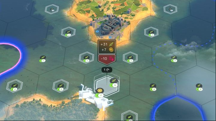 Harbors are unique districts. They can be built on any tile of our territory and collect income from up to 2 hexes away. All other districts collect only from adjacent tiles and need to be placed near the city. - Humankind: Districts - Cities - Humankind Guide