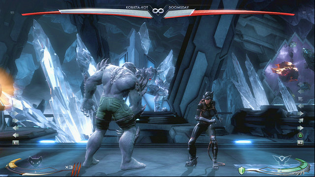 In the middle of the arena in the background theres a giant, while fighting beside you can throw your enemy at it - Injustice Gods Among Us: Fortress of Solitude, arena guide - Arenas - Injustice: Gods Among Us Game Guide
