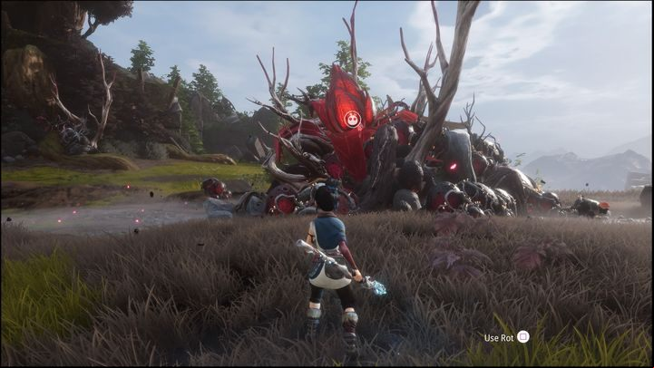 After defeating the boss you must approach the flower near the tower and use Rot and Pulse to cleanse the area - Kenas Bridge of Spirits: Adiras Love - walkthrough - Walkthrough - Kena Bridge of Spirits Guide