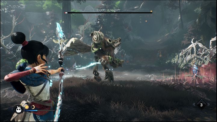 Keep using the bow through most of the fight - Kena Bridge of Spirits: Wood Knight - boss, how to beat? - Bosses - Kena Bridge of Spirits Guide