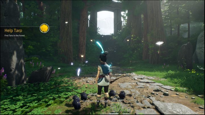 On the way, you should come across the first important location, namely The Village - Kena Bridge of Spirits: Help Taro - walkthrough - Walkthrough - Kena Bridge of Spirits Guide