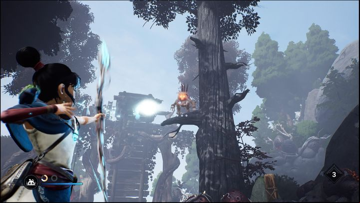 After descending, you will notice a monkey opponent in a tree who will be hostile to you - Kena Bridge of Spirits: Taros Fear - walkthrough - Walkthrough - Kena Bridge of Spirits Guide