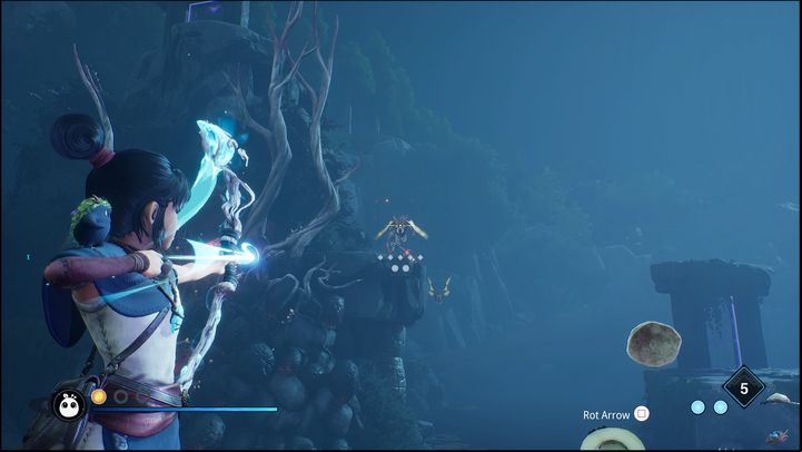 When you are on the final platform, near the corrupted flower, flying enemies will appear - Kena Bridge of Spirits: Warrior Path - walkthrough - Walkthrough - Kena Bridge of Spirits Guide