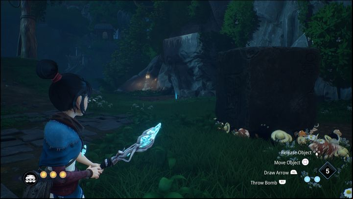 If you want to find it out on your own, first move the large block in the cave to the location shown on the screen - Kena Bridge of Spirits: Warrior Path - walkthrough - Walkthrough - Kena Bridge of Spirits Guide