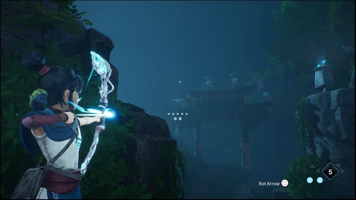 The combination needed to activate the gate is: Far left, far right, center left, center right - Kena Bridge of Spirits: Warrior Path - walkthrough - Walkthrough - Kena Bridge of Spirits Guide