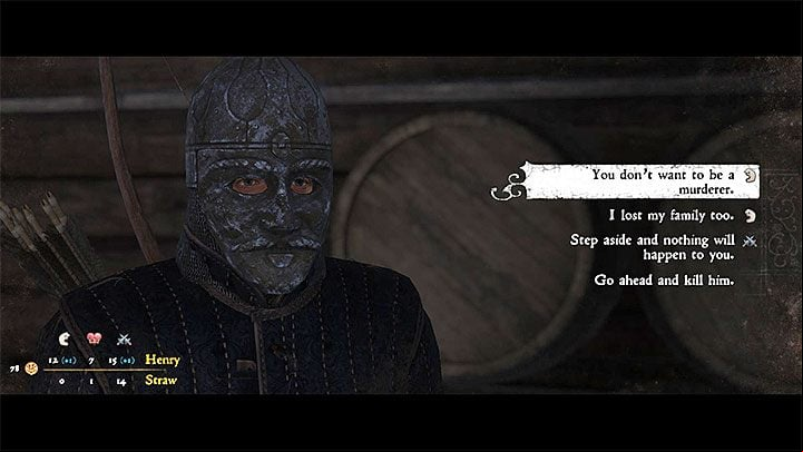 The first variant described above has another additional cut-scene that is played after you are done with interrogating the prisoner - Kingdom Come Deliverance: Questions and Answers - Main quests - Kingdom Come Deliverance Game Guide