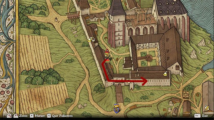 Enter the monastery from the south by crossing the draw bridge - Where can I find the Necronomicon in Sasau Monastery in Kingdom Come Deliverance? - FAQ - Kingdom Come Deliverance Game Guide