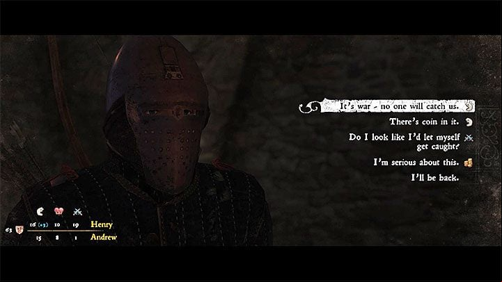 Talk to any of the companions - How to betray your friends in the quest Gallows Brothers - Judas trophy guide? | Achievements & trophies - Achievements and trophies - Kingdom Come Deliverance Game Guide