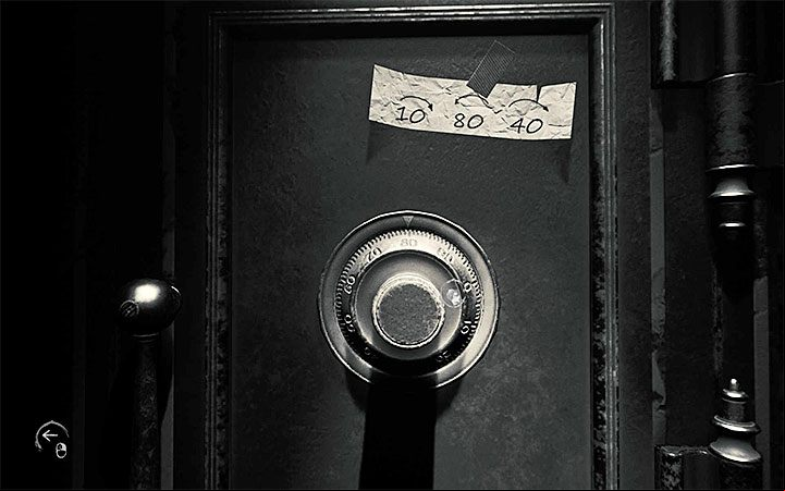 80 to the left (stop the rotating mechanism on the value of 80) - The safe riddle | Layers of Fear 2 Riddle Solutions - Act 1 - The Unmooring - Layers of Fear 2 Guide