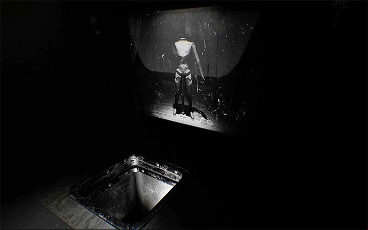 The third act cannot be started exclusively by opening the door, but by jumping to the hole in the floor, which appeared in front of the screen where the film was shown - Kitchen | Layers of Fear 2 walkthrough - Act 3 - Bloody Roots - Layers of Fear 2 Guide