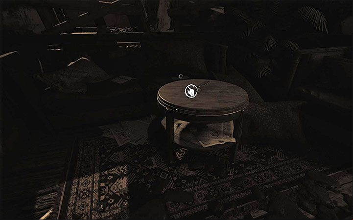 Go down the stairs (again, you can track arrows and lines drawn with chalk) and find a small table on which you will find a Kitchen key - Kitchen | Layers of Fear 2 walkthrough - Act 3 - Bloody Roots - Layers of Fear 2 Guide