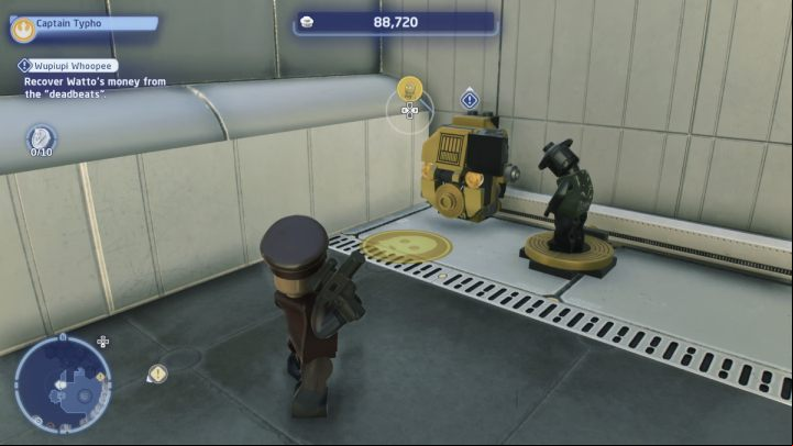 The droid will be behind the crates, on the right side of the house where the debtor hides - LEGO Skywalker Saga: Wupiupi Whoopee - walkthrough - Tatooine - Mos Espa - LEGO Skywalker Saga Guide