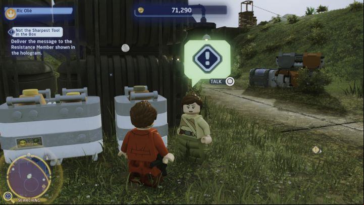 Go to the search area and talk to the woman standing in the north-eastern part of the area - LEGO Skywalker Saga: Not the Sharpest Tool in the Box - walkthrough - DQar resistance base - LEGO Skywalker Saga Guide