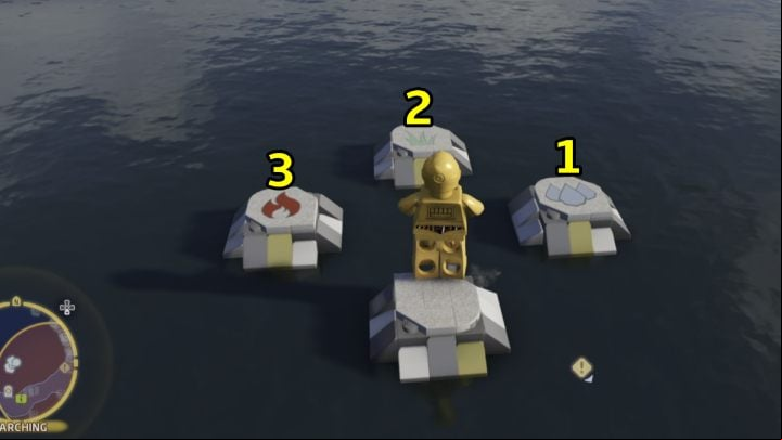 Execute this order at the last set of stones - LEGO Skywalker Saga: Water Stones - walkthrough - Takodana - Maz Castle - LEGO Skywalker Saga Guide