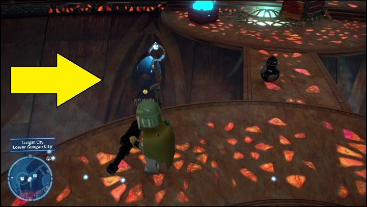 This Kyber block is hidden in a small crevice in the lower section of the city - LEGO Skywalker Saga: Lake Paonga - list of all puzzles - Naboo - LEGO Skywalker Saga Guide
