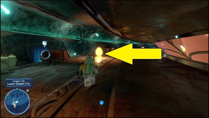This area's final Kyber brick is in the corridor, hidden behind two crates - LEGO Skywalker Saga: Lake Paonga - list of all puzzles - Naboo - LEGO Skywalker Saga Guide