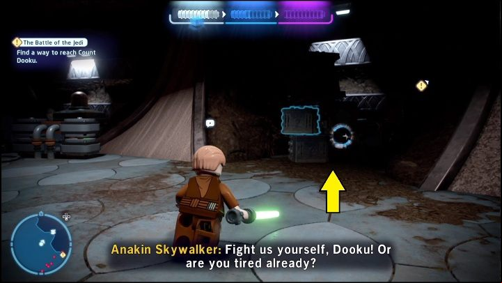 During the fight, you can find a part for the minikit - LEGO Skywalker Saga: Attack of the Clones - collectibles and rewards, list of all - Minikits - LEGO Skywalker Saga Guide