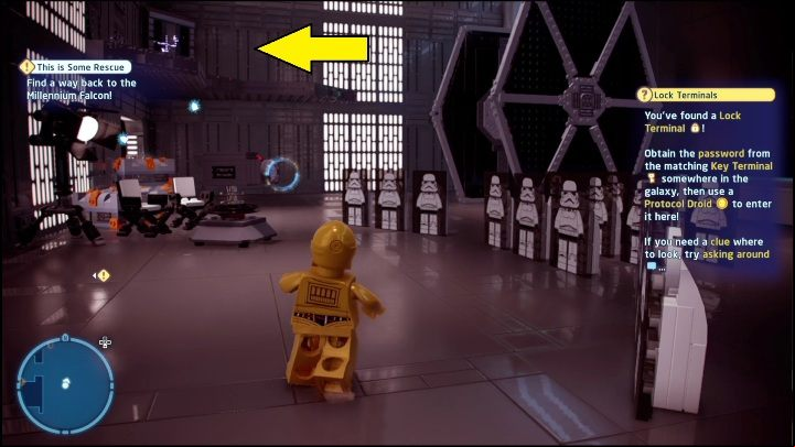 There's another collectible on the other side of the room - LEGO Skywalker Saga: A New Hope - list of collectibles and rewards - Minikits - LEGO Skywalker Saga Guide