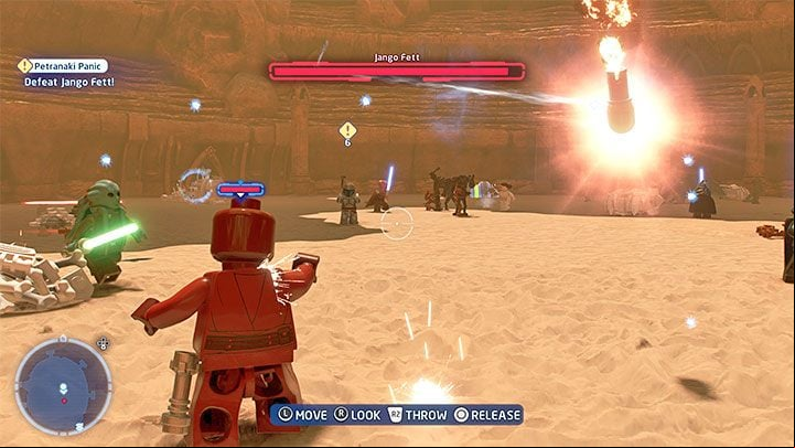 This level is a series of arena fights and is divided into two parts - LEGO Skywalker Saga: Petranaki Panic - walkthrough - Episode 2 - Attack of the Clones - LEGO Skywalker Saga Guide
