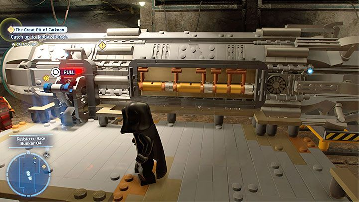 The second part of the puzzle consists in placing the just found parts in the correct slots of the engine - LEGO Skywalker Saga: Resistance Base - list of all puzzles - DQar - LEGO Skywalker Saga Guide