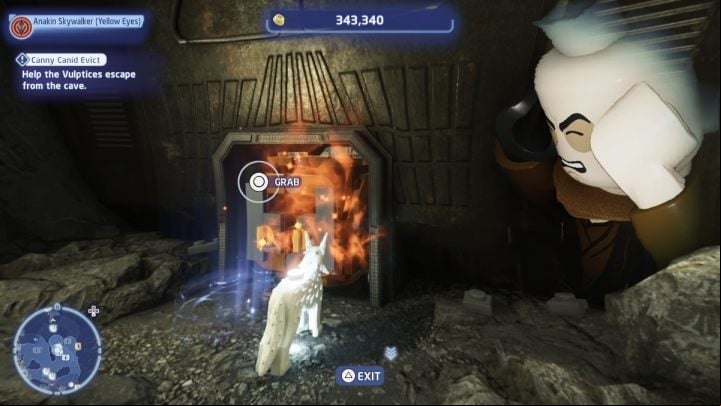 When you get to the upper level of the mine, move the brick that will block the age forward - LEGO Skywalker Saga: Canny Canid Evict - walkthrough - Crait facility - LEGO Skywalker Saga Guide